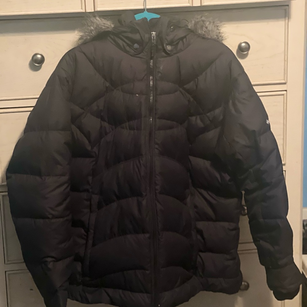Columbia Black Jacket with Faux Fur Trim